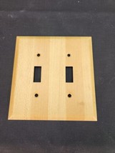 Double Light Switch Plate Wall Cover Vtg 60&#39;s Faux Wood Cover over Metal... - $9.89
