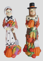 Thanksgiving  Holiday Set Decor Votive Candle Holder Pilgram Man &amp; Woman - £7.78 GBP