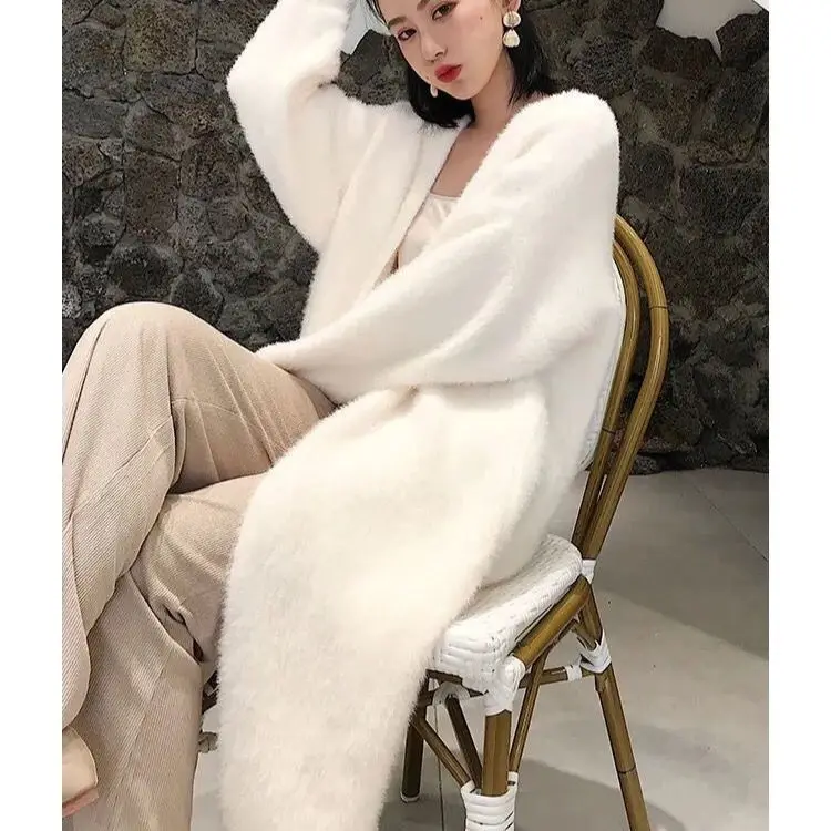 YICIYA  Mink Cashmere Cardigan Loose Pull Winter Clothes Women Femme Sleeve Long - £155.28 GBP