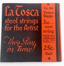 La Tosca Banjo 3rd String 594 Antique In Package Tenor Chrome Steel Silk... - $9.95