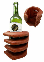 Balinese Wood Handicrafts Giant Hand Wine Oil Bottle Holder Rack Figurine 6.25&quot;H - £31.63 GBP