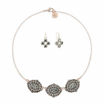 Liz Claiborne Rose Gold Tone Oval Necklace And Earring Set New In Box - $17.79