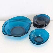 Nazeing Turquoise Glass Bowl Set, Vintage 1970s, British - $30.19