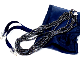 Boutique Indigo Blue Multi-Strand Cultured Pearl Bead Choker Necklace - £26.50 GBP