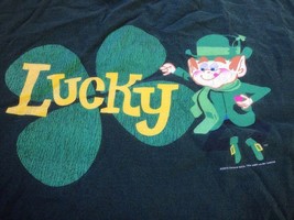 Lucky Charms Vtg Style Shamrock Leprechaun Green 100% Cotton Delta T-Shirt L 45&quot; - £11.91 GBP