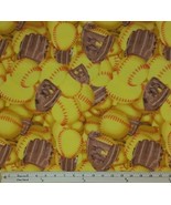 Fleece Packed Softballs Gloves Mitts Yellow Sports Fleece Fabric Print A... - €12,13 EUR