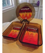 3 ANCHOR HOCKING fire king casserole pie AMBER 460 441 432 NEW!..but vin... - $47.99