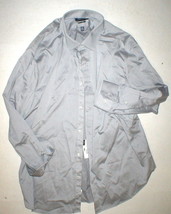 New Large NWT Mens Button Down Shirt 18 Light Gray Perry Ellis Cotton Stretch  - £30.33 GBP
