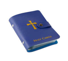 BLUE Prayer Card Holder Book Leatherette Holds 20-40 Cards Catholic Christian - £9.03 GBP
