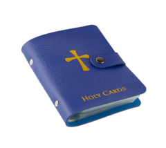 BLUE Prayer Card Holder Book Leatherette Holds 20-40 Cards Catholic Christian - £8.63 GBP