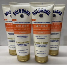 4 X Gold Bond Body Bright Daily Body &amp; Face Lotion With Vitamin C, 8 oz ... - $25.73