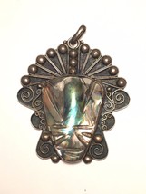 c1950s 25g JLF Jose Luis Flores Mexico .925 Sterling Silver &amp; Abalone Pendant - £55.86 GBP