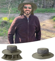 Men's Wide Brim Sun Hat Khaki Breathable Mesh UPF50+ Fishing Gardening Sun Hat image 8