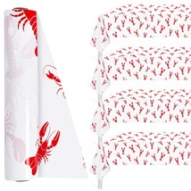 Crawfish Party Tablecloth 100 Ft X 54 Inches Lobster Plastic Table Cover White A - £43.03 GBP