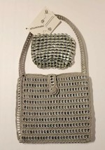 Handmade Aluminum Soda Pop Top Pull Tab Crocheted Purse Shoulder Bag Sil... - $59.99