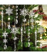 10 Crystal Snowflake Icicle Ornaments Christmas Tree Decoration Acrylic ... - $17.44 CAD