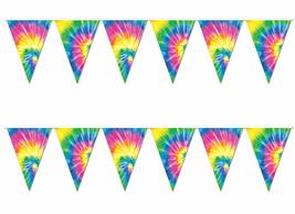 Tie Dye Pennant Banner - Indoor/Outdoor Party Garland Decorations for 60... - £9.28 GBP