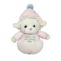 9&quot; VINTAGE 1986 APPLAUSE BABY&#39;S 1ST CHRISTMAS LAMB STUFFED ANIMAL PLUSH TOY - $37.05