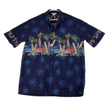 Pacific Legend Mens XL Hawaiian Shirt Hot Rods Classic Cars Surfboards Palm Tree - £19.58 GBP