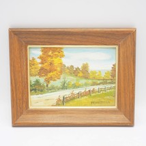 P.F. Hoffman Landscape Acrylic Painting Mid Century Country Scene Road in Autumn - £111.57 GBP
