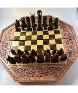 Wooden hand carved antique CHESS &amp; Backgammon Set ~ Intricate , 16” X 16” - $345.94