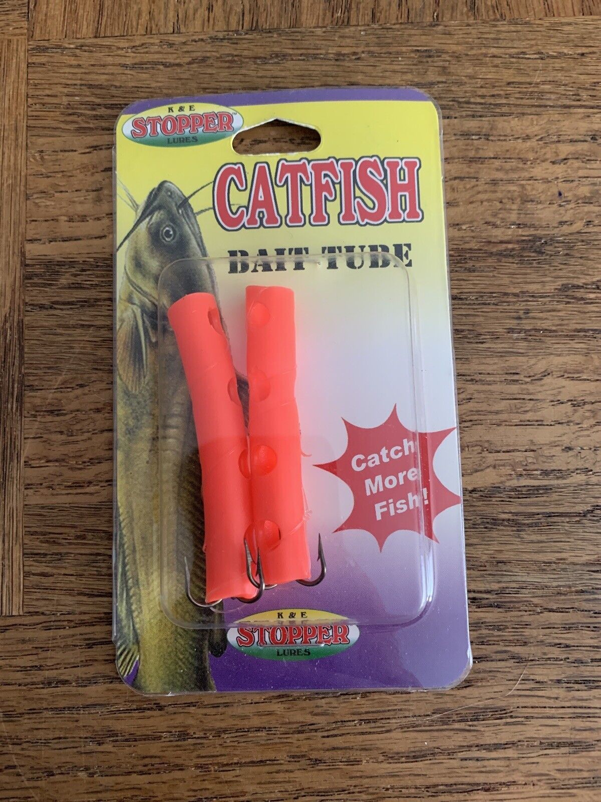 Catfish Stopper Lures Bait Tube Fishing Lure, 2 Pack Orange-Brand New-SH... - $8.79