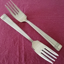 Oneida Amsterdam Stainless Flatware 2 Salad Forks 7 1/8" Glossy Frosted Accent - $14.84