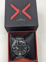 KONXIDO Mens Black and Green, Green Leather Band Analog Quartz Watch KX63003 - $29.02