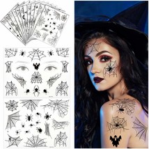 94 Pieces Halloween Spider Face Tattoos Spider Webs Temporary Tattoos Shoulder A - £17.87 GBP