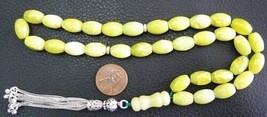 ISLAMIC PRAYER WORRY BEADS OVAL JADE &amp; STERLING SILVER - £127.90 GBP