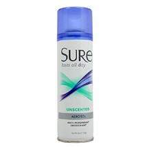 Sure Anti-Perspirant &amp; Deodorant Aerosol, Unscented 6 oz (Pack of 7) - £52.74 GBP