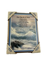 Vtg Giftware Graphic One Day At A Time Wall Hanging Plaque Ocean Sailboat Wood - £14.71 GBP