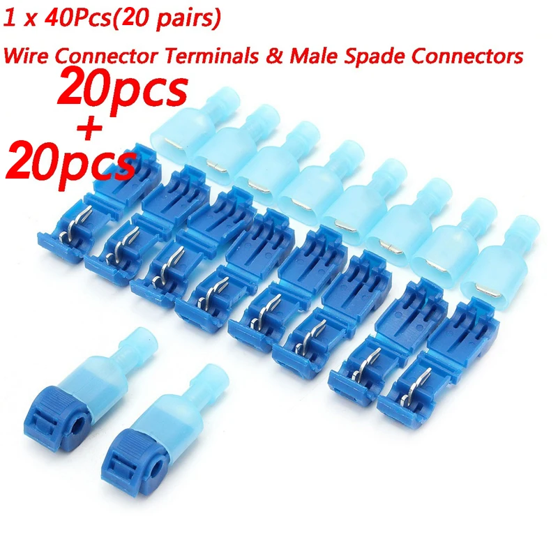 House Home 40Pcs Quick Electrical Cable ConAtors Snap Splice Lock Wire Terminals - £19.81 GBP