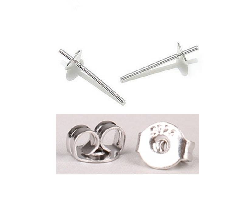 2/5 Pairs Genuine 925 Sterling Silver Cup Earring Post + Push Back EARRING - $3.71+