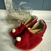 Vtg A Gift For Baby Velveteen Newborn Booties Shoes Infant Doll Red Christmas - $12.86