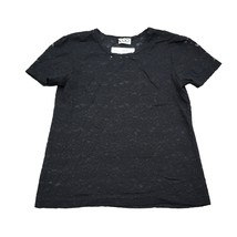 CLIO Shirt Womens Black Short Sleeve Round Neck Sheer Lace Pullover Blouse - £17.91 GBP