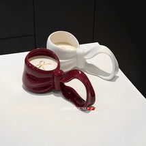 Designer Bow Handle Ceramic Coffee Mug Combo  Artistic Sculptural Handl... - $149.00