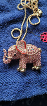 New Betsey Johnson Necklace Elephant Pinkish Rhinestone Collectible Deco... - $14.99
