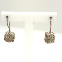 Vintage Sterling Silver Rare Intertwine Wrap Coil Filigree Cube Dangle Earrings - $39.60