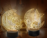 Ramadan Decorations, Ramadan Mubarak Night Light 2Pcs with 3D Moon Lante... - £19.08 GBP