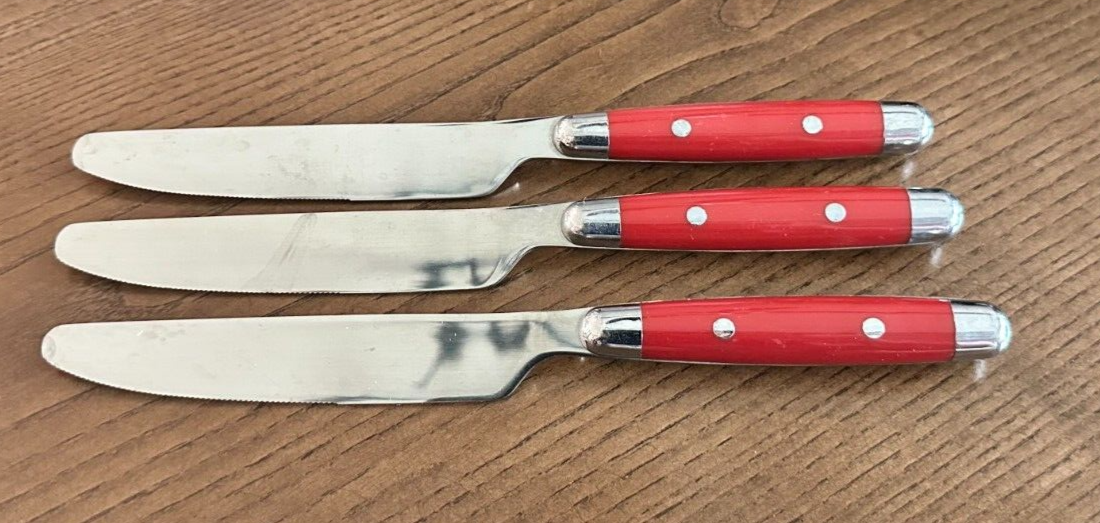 11 Piece Cambridge JUBILEE RED 2 rivets Stainless Flatware Set - $12.72
