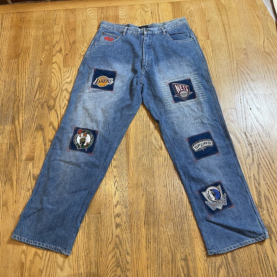 Unk Embroidered Basketball Patch Jeans NBA Team Logos Size 36 x 32 NWT V... - $87.75