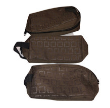 Set Of 3 Small Zip-Up Retro Brown Style Pouch Travel Bags - $6.80