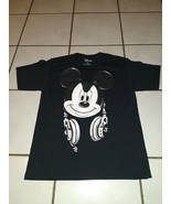 Disney Mickey Mouse DJ Headphones Mens XLarge Black T-Shirt 100% Cotton - $17.23