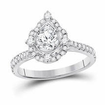 Authenticity Guarantee 
14kt White Gold Round Diamond Halo Bridal Wedding Eng... - £2,056.99 GBP