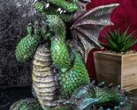 Fantasy Whimsical Adorable Cheering Green Dinosaur Dragon Collectible Fi... - $30.99