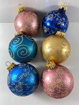 Vintage Lot 6 RAUCH Glitter Glass Ball Christmas Ornaments - $29.69
