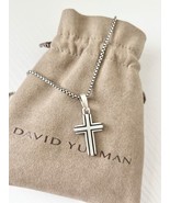 David Yurman .925 Sterling Silver Small Deco Cross Pendant With 28&quot; Box ... - £280.94 GBP