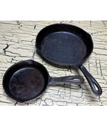 2 VTG Wagner Cast Iron Skillet Fry Pan Lot 1891 Original D 6.5&quot; J 10.5&quot; USA - $33.85