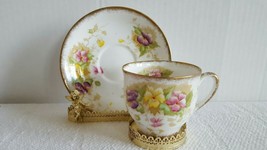 Beautiful Vintage Royal Standard Tea Cup and Saucer Purple Yellow Pink Flowers - $14.99